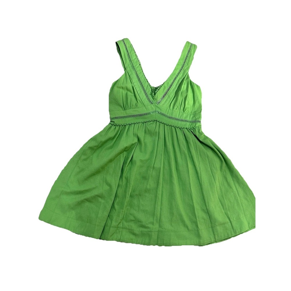 Taylor Women's Green Linen Solid V-Neck Sleeveless A-Line Knee Dress 12